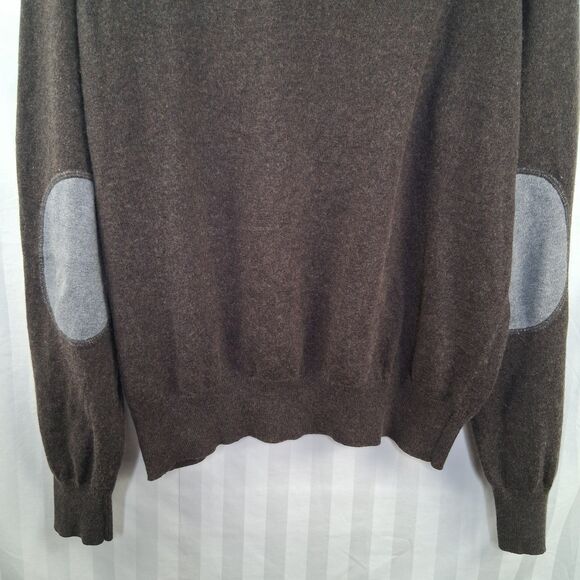 Lincs David Chu Men's Sweater Cotton Cashmere Elbow Patch Crew Neck Size L - Picture 11 of 16